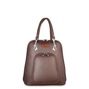 Ladies’ Brown Vegan Leather Backpack – Top Handle Daypack